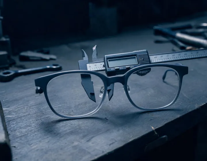 Motorcycle glasses size worksheet on a sourcing desk